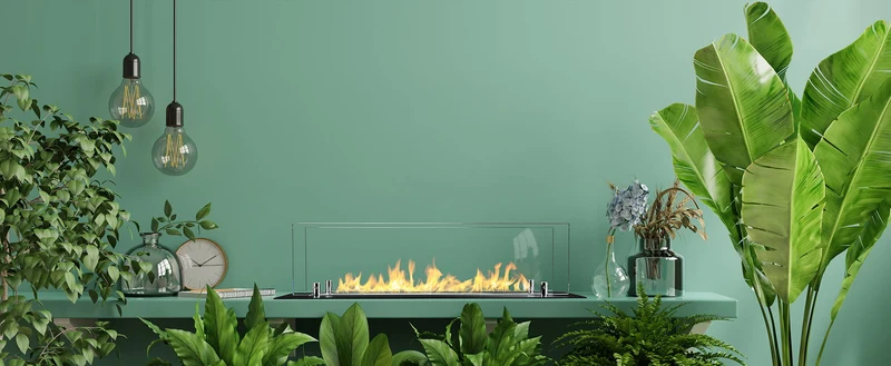 Brûleur de cheminée au bioéthanol en acier avec verre de 65 cm
