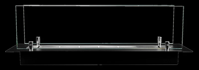 Brûleur de cheminée au bioéthanol en acier avec verre de 65 cm