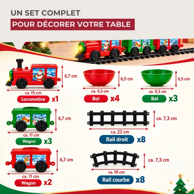 Lot de 1 appareil à fondue et 1 un train de table décoratif de Noël Fackelmann