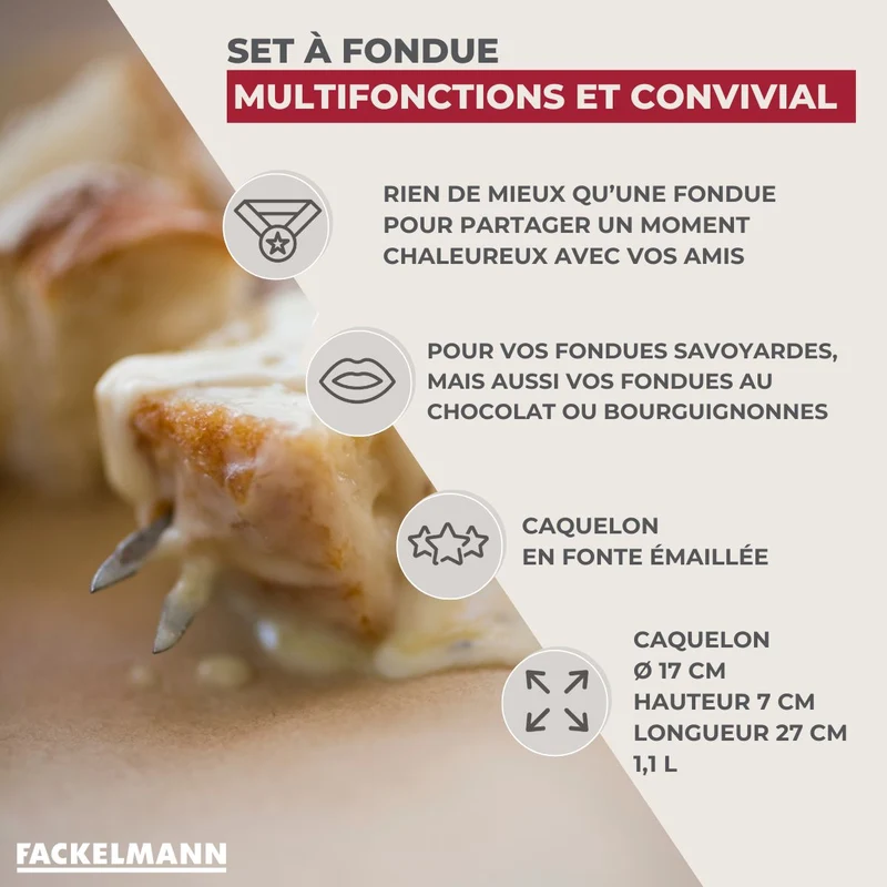 Lot de 1 appareil à fondue avec son petit train de table Fackelmann