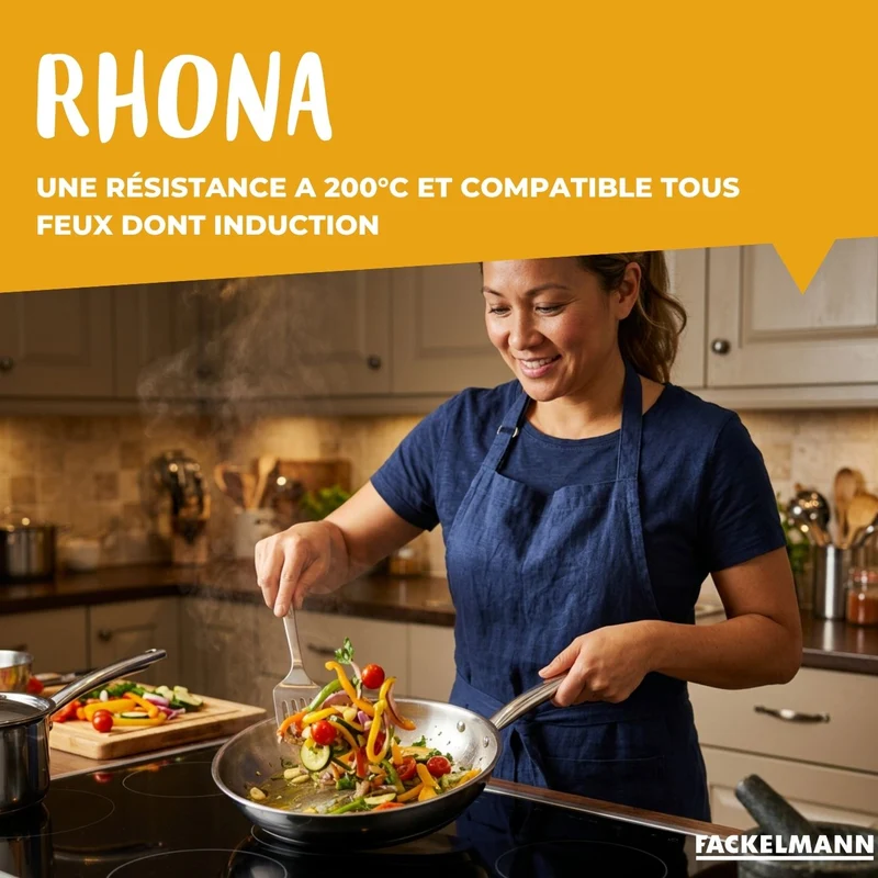 Lot de 3 casseroles 18/20/22 cm et poêle en inox 28 cm Fackelmann Rhona