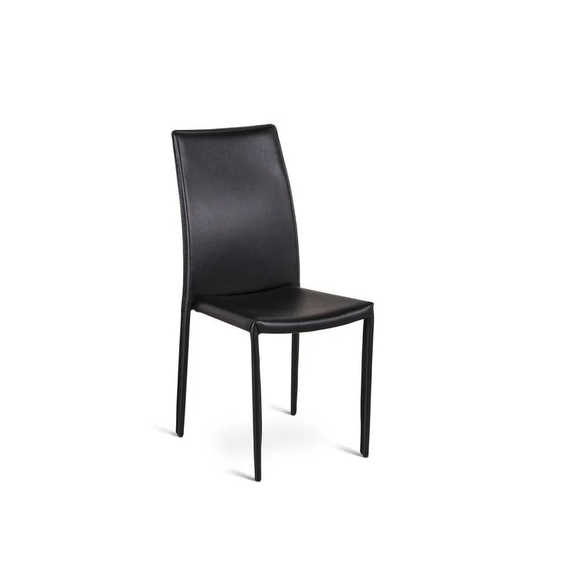 4x Chaise en simili cuir noir avec structure en métal recouvert 41x4h.95 cm