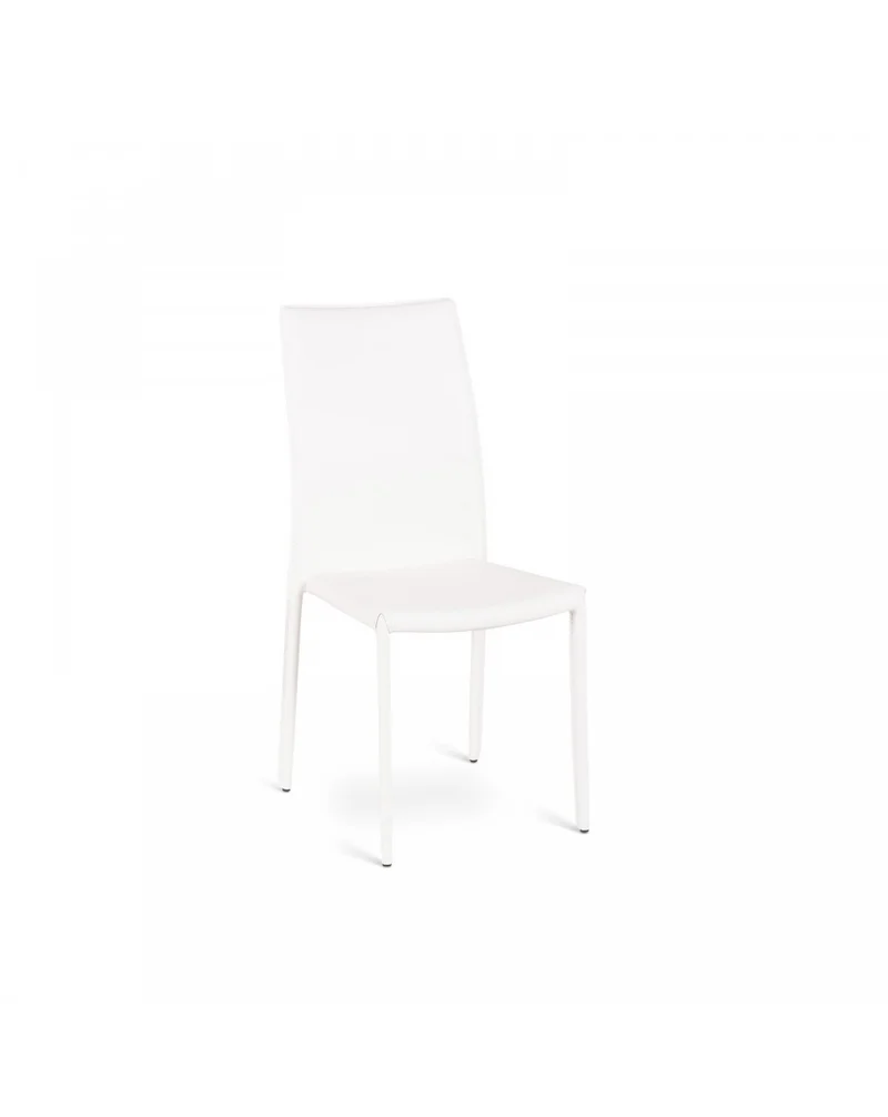 4x Chaise Kitty STS simili cuir et métal blanc