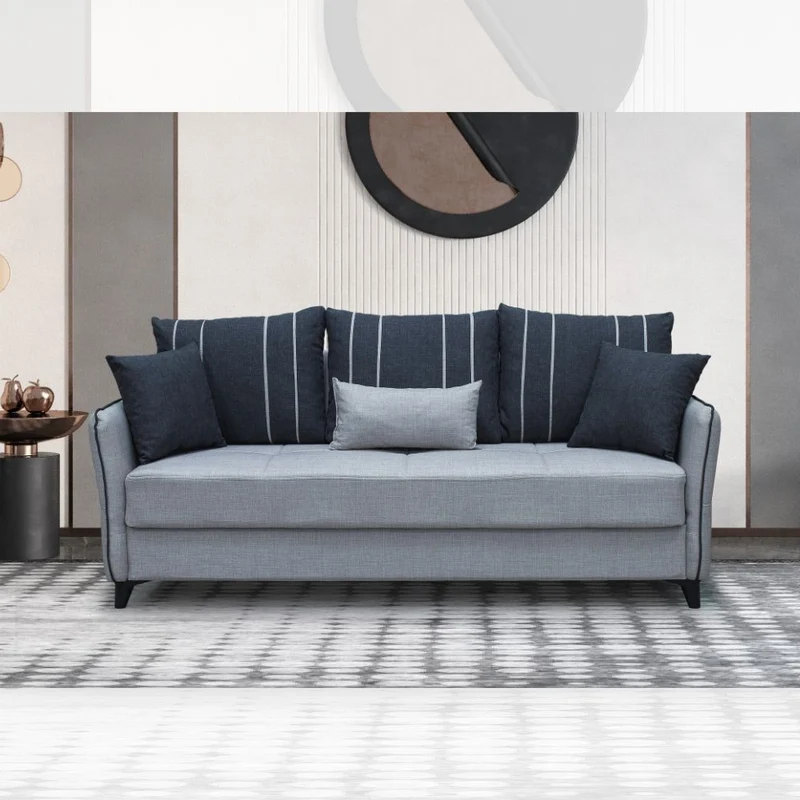Canapé lit rangement gris clair 210x94x80