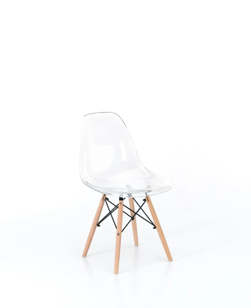 4x Chaise en polycarbonate et assise en PVC blanc 47x46x82h cm