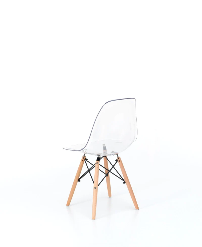 4x Chaise en polycarbonate et assise en PVC blanc 47x46x82h cm