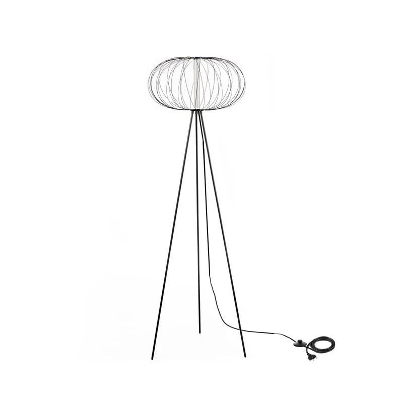 Lampadaire en acier avec abat-jour noir brillant 50x50x150h cm
