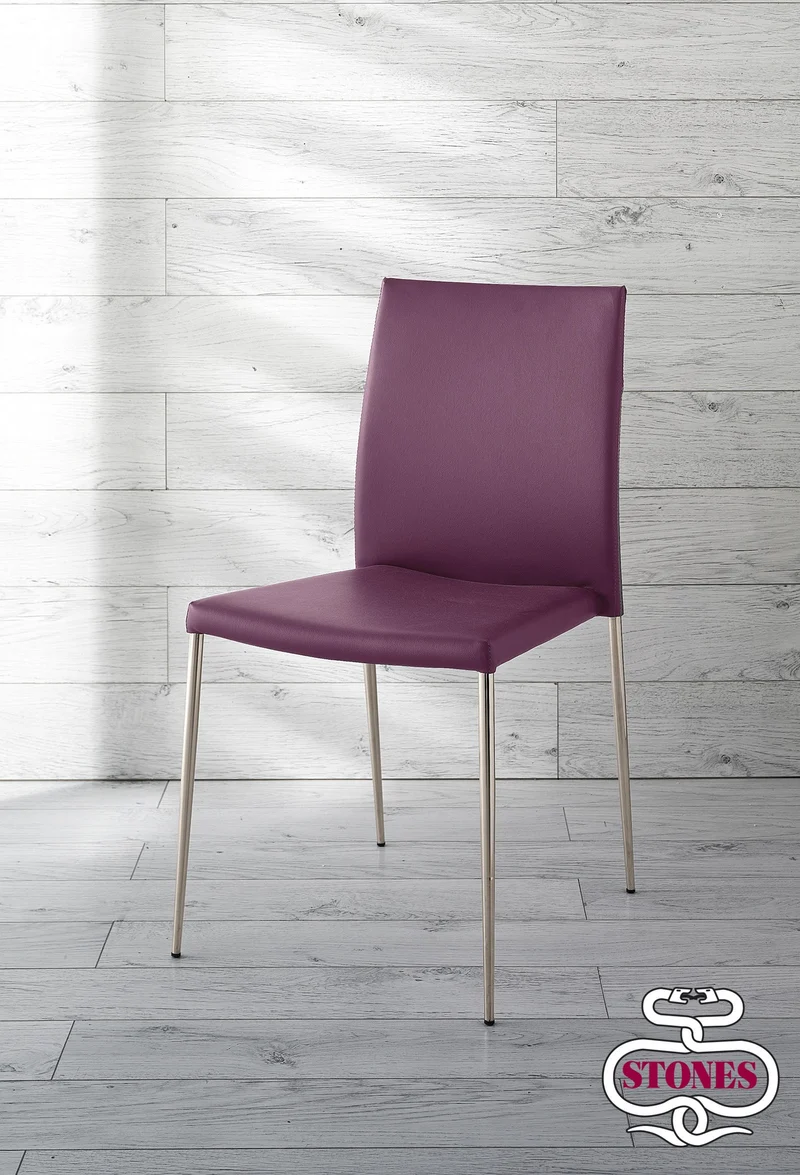 4x Chaise en simili cuir violet 41,5x485h cm