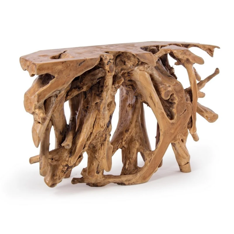 Console en bois de racine de teck 120 x 40 x 77 h cm