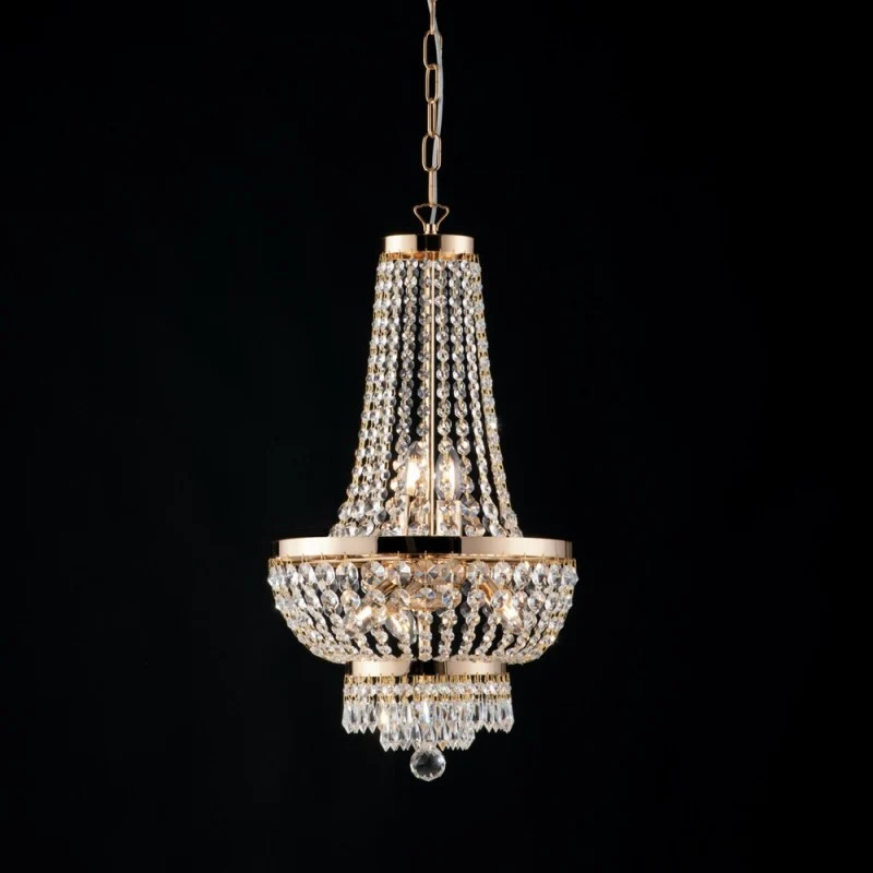 Lustre impérial en fer doré et laiton à cinq lumières 35x h70 cm