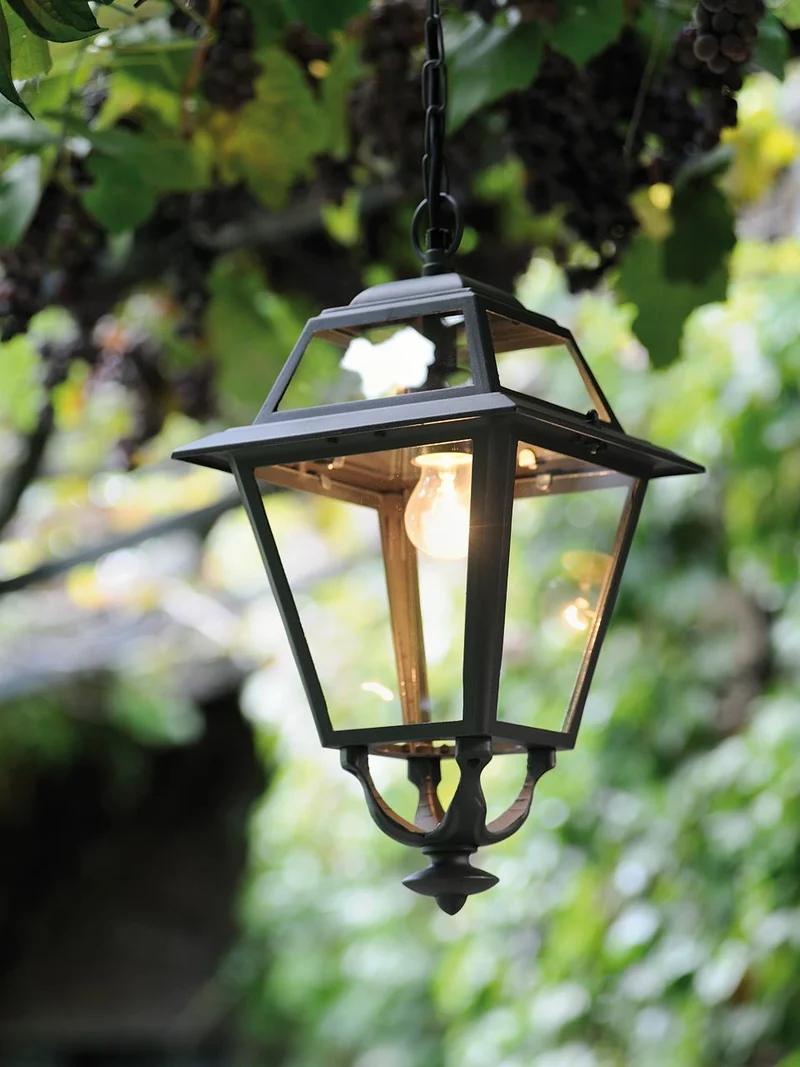 Lampe à suspension en aluminium moulé sous pression avec diffuseurs en verre transparent graphite
