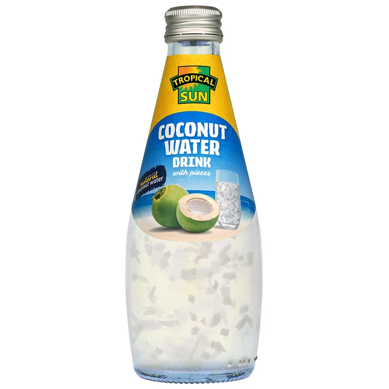 Coconut Water Drink with Coconut Pieces - Glass Bottle