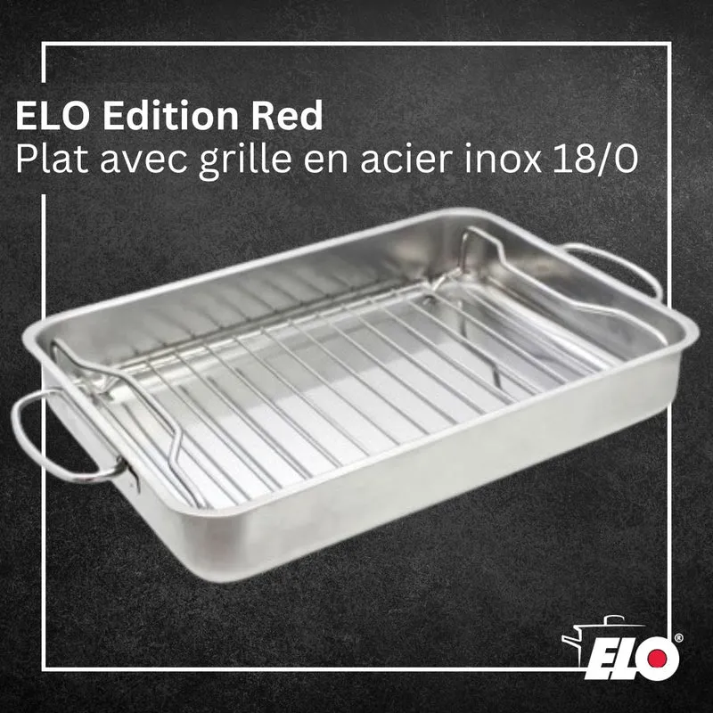 Plat à four acier inoxydable avec grille Elo Edition Red