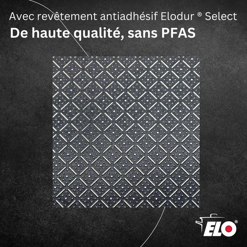Batterie de cuisine avec 1 poêle de cuisson 32 cm et 1 faitout 20 cm en acier inoxydable sans PFAS Elo Collection Relief Solution Brillant