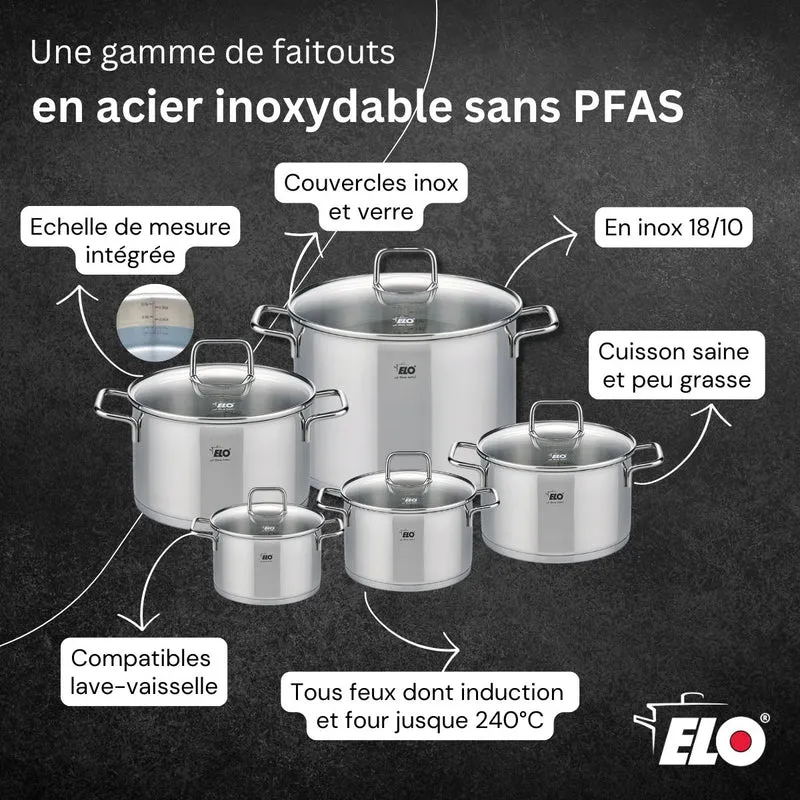 Lot Poêle 32cm et Faitout 20cm Elo Relief Solution