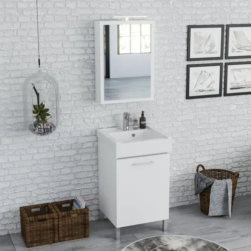 Meuble de lavage avec évier en céramique - Classic blanc 50x50 cm
