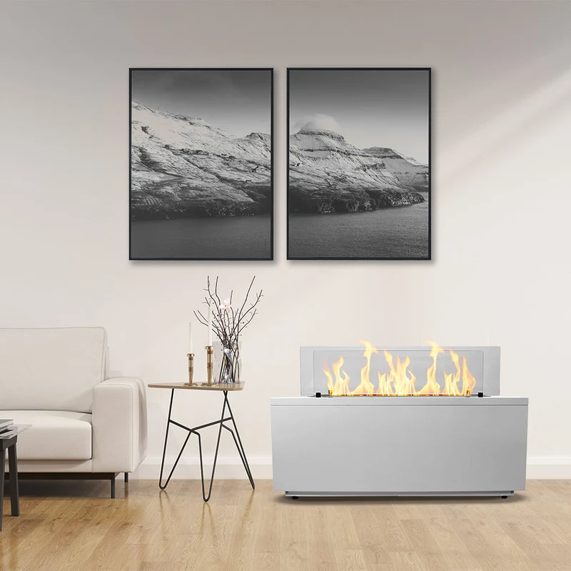 Cheminée au bioéthanol sur pied pour intérieur et extérieur L100xP40xH40 cm