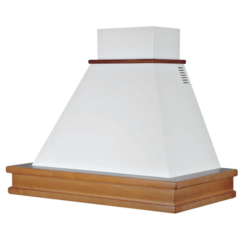 Hotte aspirante SYENE en inox blanc, structure noyer, 120 cm