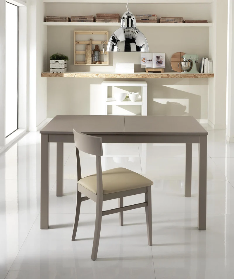 Table extensible en mélamine gris tourterelle 130/210x80x76h cm