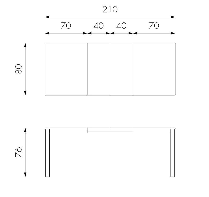 Table extensible en mélamine gris tourterelle 130/210x80x76h cm