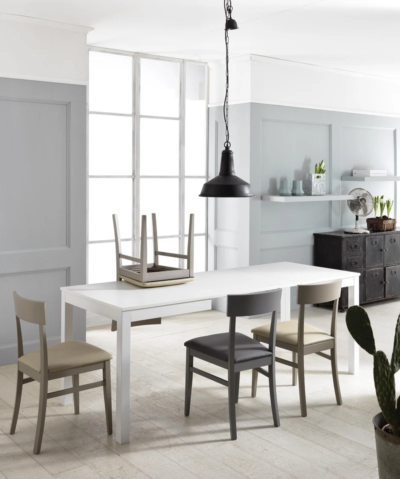 Table extensible en mélamine blanc 130/210x80x76h cm