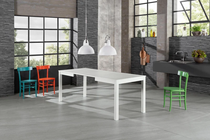 Table extensible en mélamine blanc 130/210x80x76h cm