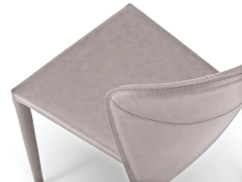 4x Chaise en simili cuir et assise gris clair 49x56x82h cm