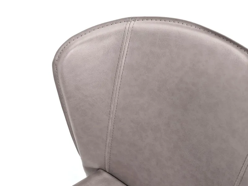 4x Chaise en simili cuir et assise gris clair 49x56x82h cm