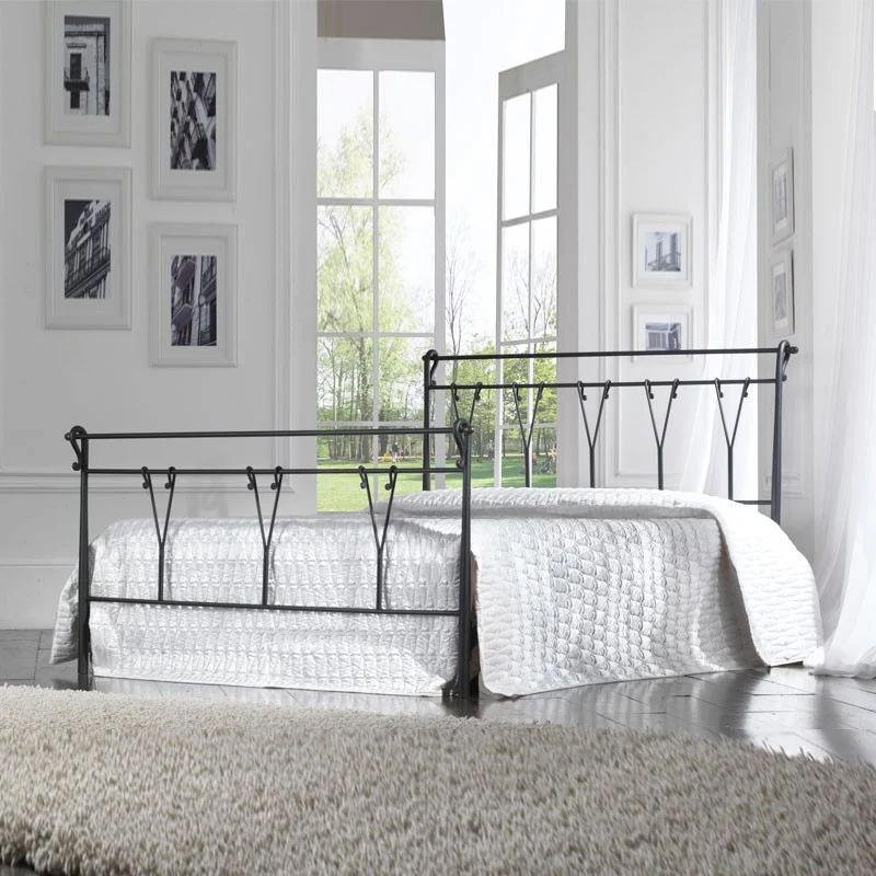 Lit double en fer avec pied de lit Noir PASTORALE 175x216x h116 cm