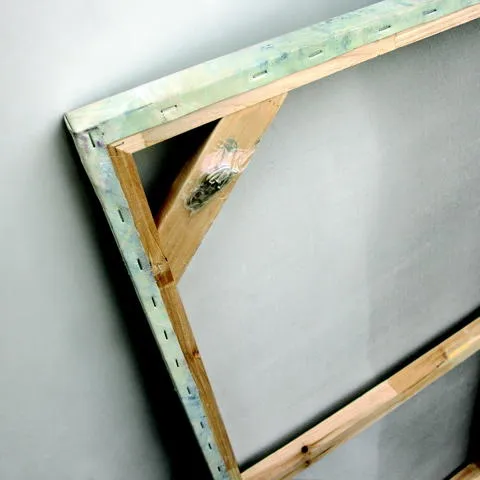 Huile sur toile multicolore et cadre en bois 70x140 cm