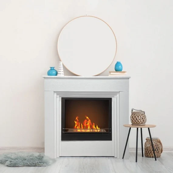 Cheminée au Bioéthanol BELLINI en Bois Blanc L96 x P35 x H96