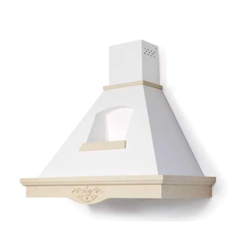 Hotte de cuisine rustique TOSCA avec cheminée avec finitions en bois couleur corde 120 cm