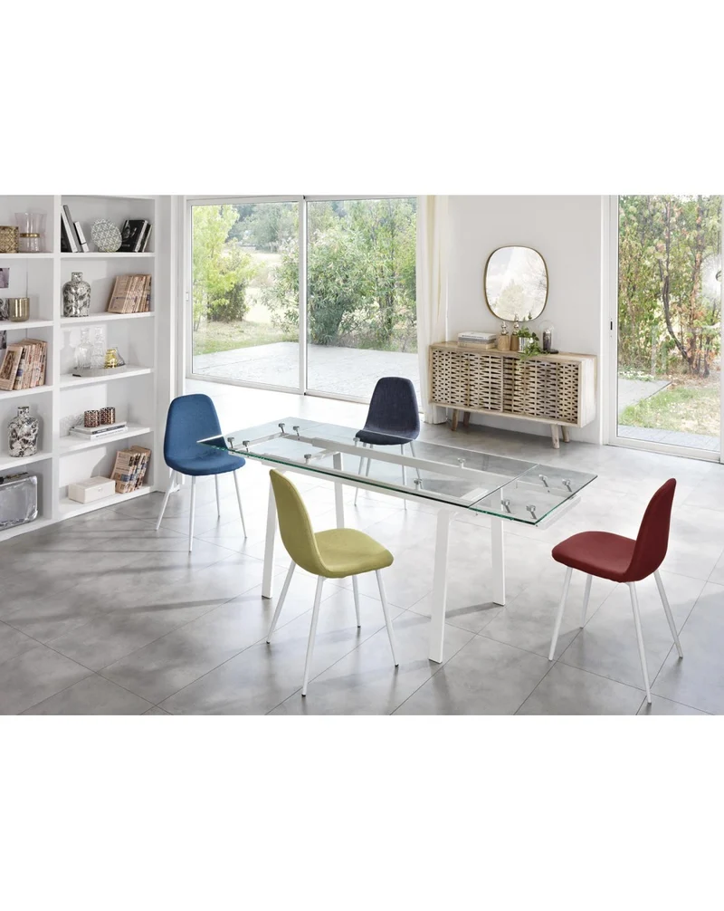 Table extensible Tommy 140-200x80 cm, pieds blancs