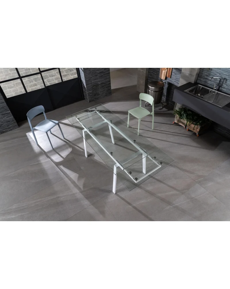 Table extensible Tommy 140-200x80 cm, pieds blancs