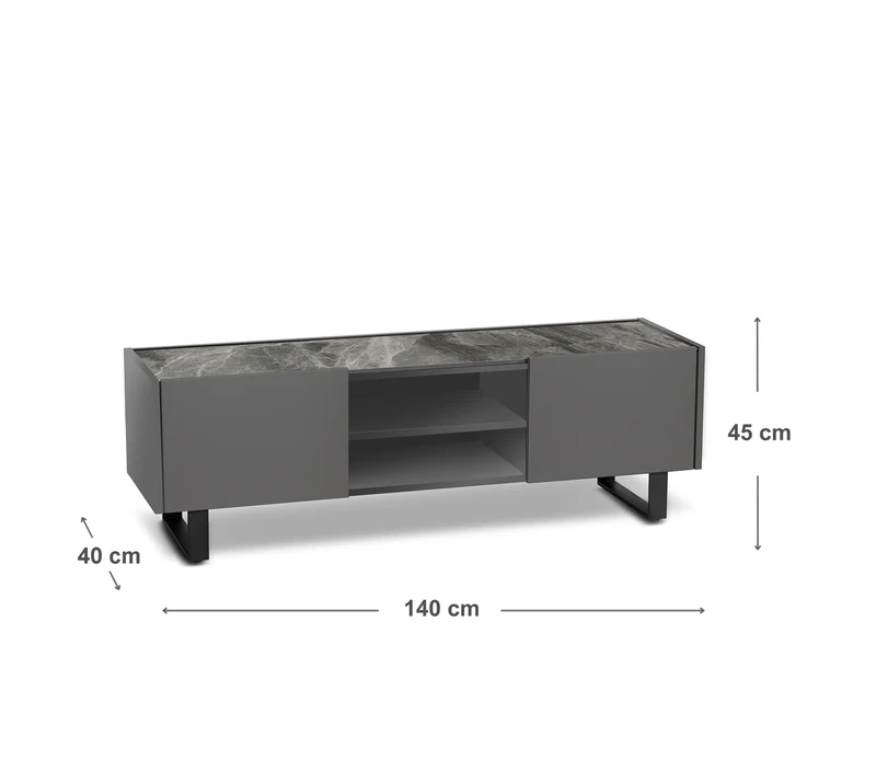 Meuble TV gris foncé 40 cm x 140 cm H. 45 cm