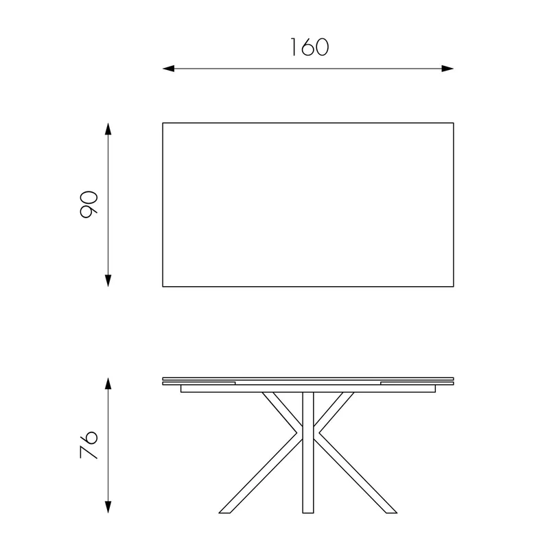 Table extensible blanc-céramique marbre blanc 90 cm x 160-240 cm H. 76 cm