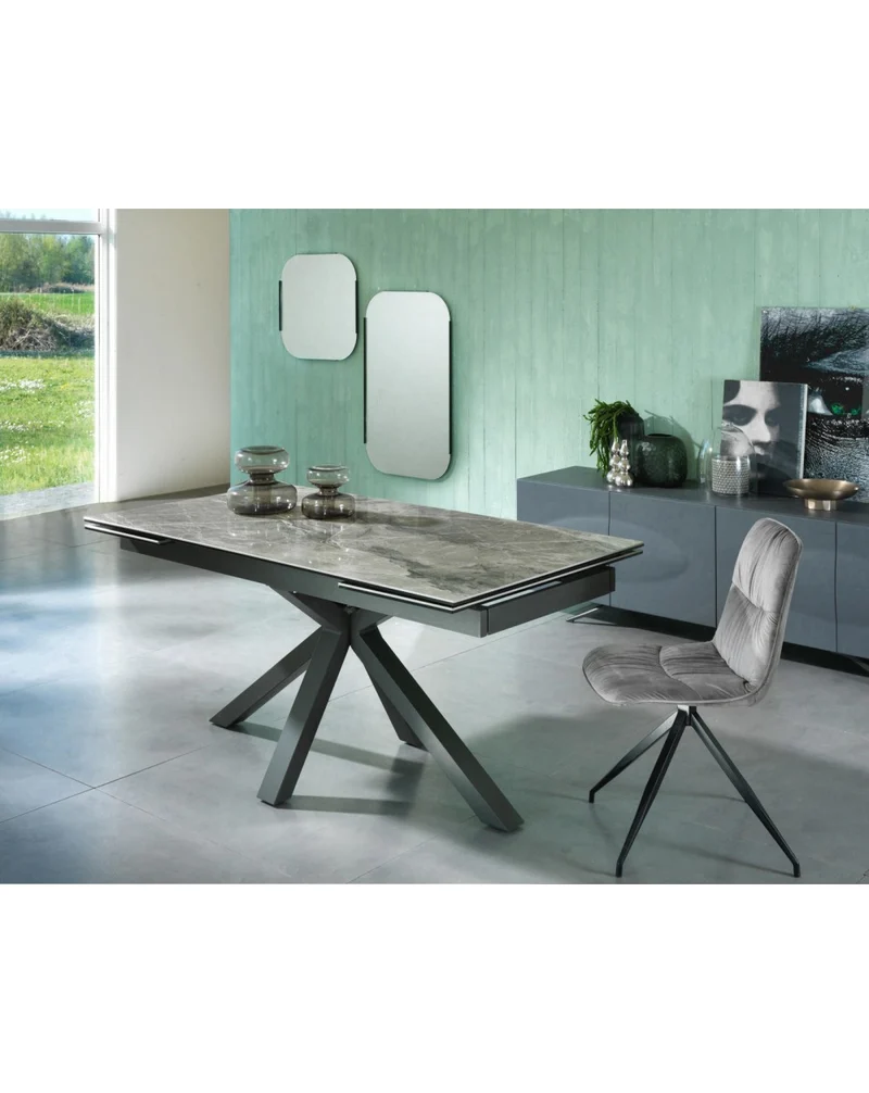 Table Extensible 160-240 x 90 cm Marbre Anthracite Céramique
