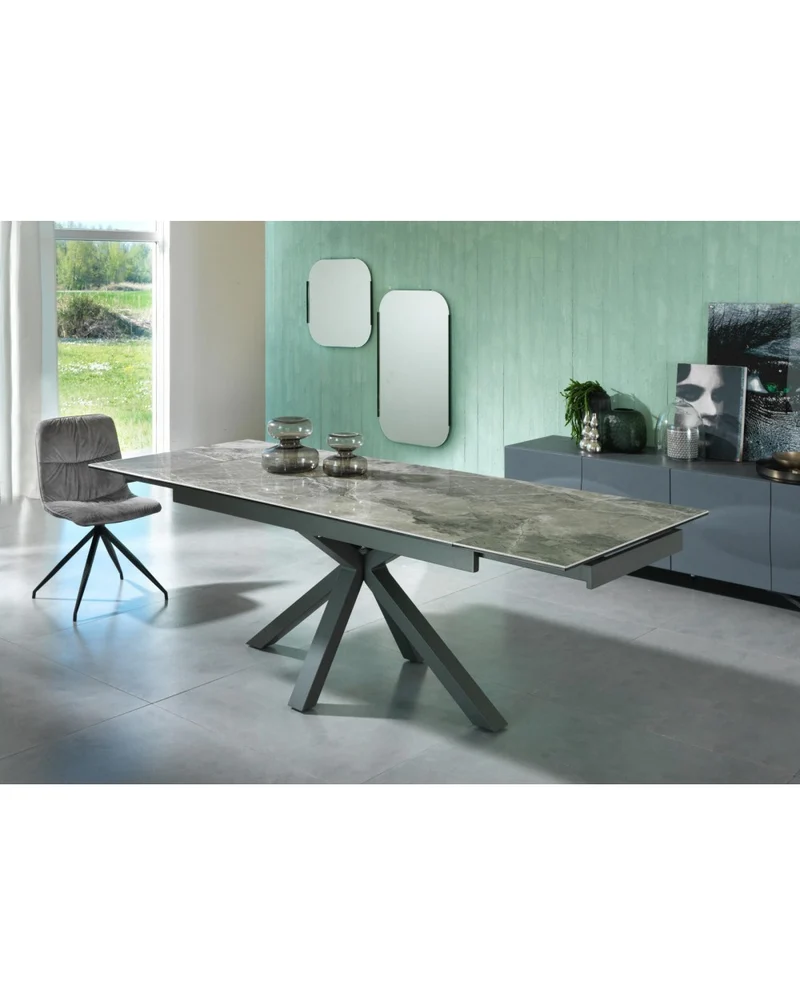 Table Extensible 160-240 x 90 cm Marbre Anthracite Céramique