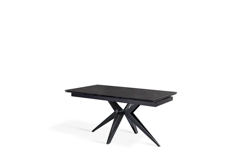 Table extensible noir mat avec pieds en X, 90x160-240x76 cm