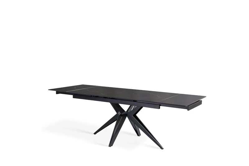 Table extensible noir mat avec pieds en X, 90x160-240x76 cm