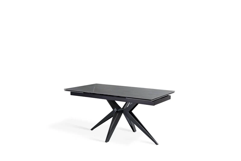 Table extensible gris-noir mat, pieds en X, 90x160-240x76