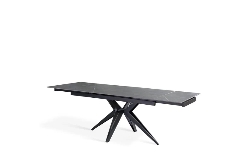 Table extensible gris-noir mat, pieds en X, 90x160-240x76