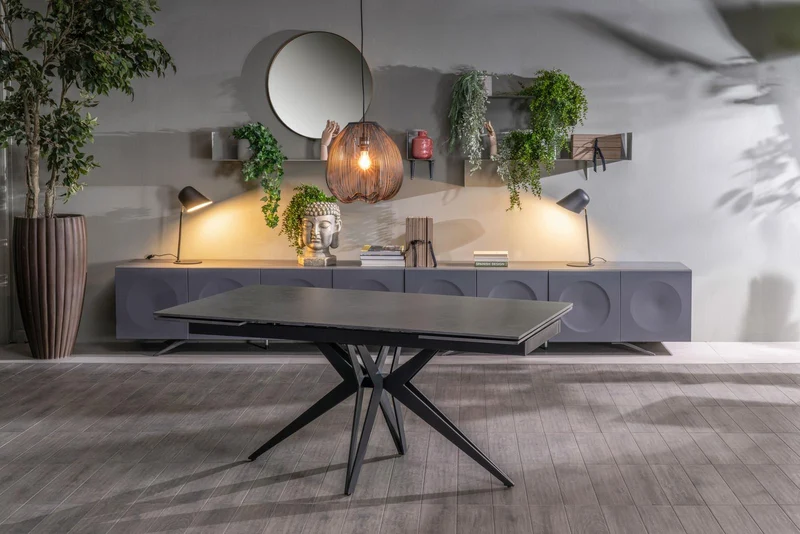 Table Extensible Vintage Gris-Noir Mat X, 90x160-240x76 cm