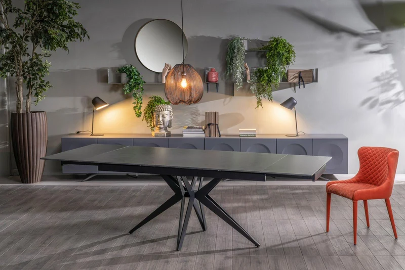 Table Extensible Vintage Gris-Noir Mat X, 90x160-240x76 cm