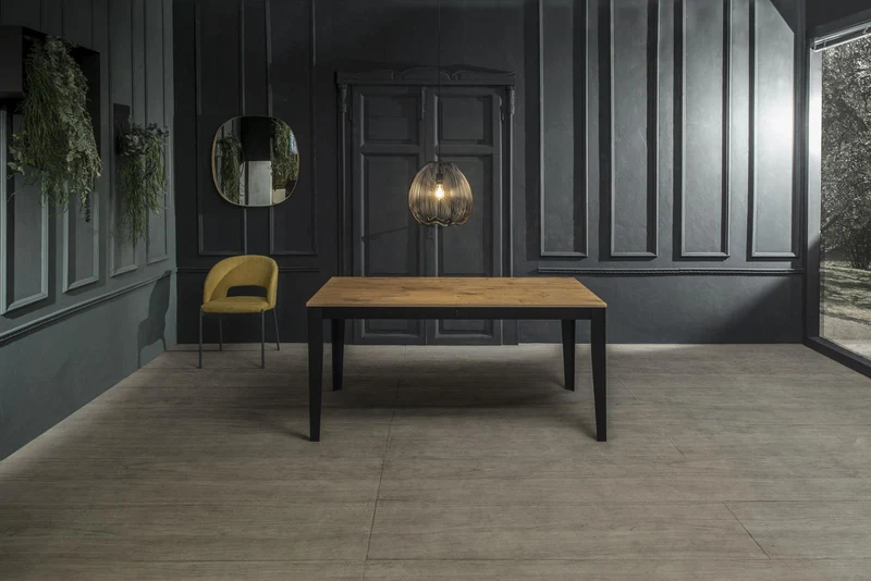 Table extensible chêne noir 80 cm x 130- 290 cm H. 76 cm