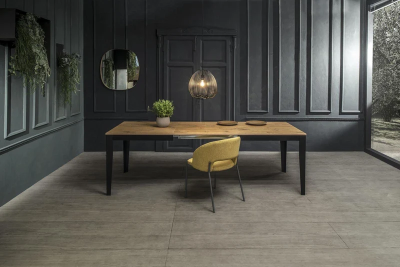 Table extensible chêne noir 80 cm x 130- 290 cm H. 76 cm