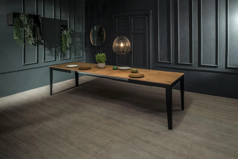 Table extensible chêne noir 80 cm x 130- 290 cm H. 76 cm