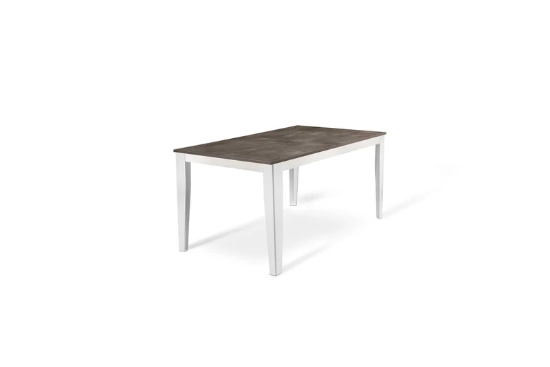 Table extensible gris métal béton blanc 80 cm x 130-290 cm H. 76 cm