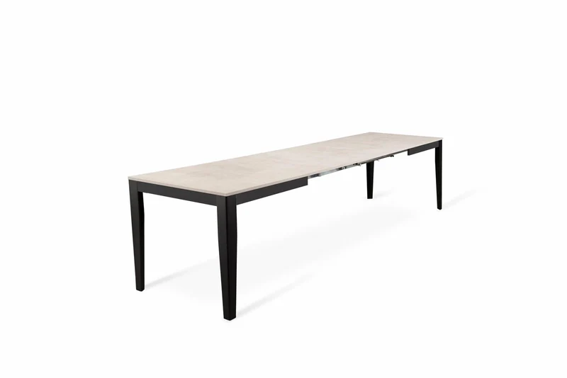 Table extensible en béton noir-blanc 80 cm x 130- 290 cm H. 76 cm