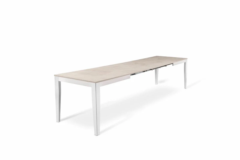 Table extensible en béton blanc 80 cm x 130-290 cm H. 76 cm